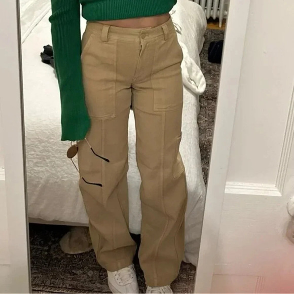 Aritzia Sunday Best New Oscar Cargo Carpenter Pants Hummus Beige Size 4 - Picture 1 of 8